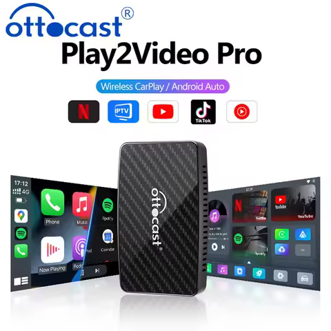 OTTOCAST Play2Video Pro Wireless CarPlay Android Auto Adapter Plug&Play for Kia Audi Honda Built in 
