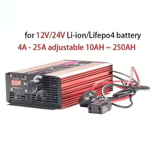 12V 24V 14.6V 16.8V 29.2V 12.6V Li-ion Lifepo4 Lithium Battery Charger Adjustable 5A 10A 15A 20A 25A