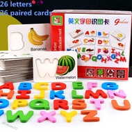 i8h4yxay32 Wooden Early Education Baby Learning Fruit Vegetable ABC Alphabet Letter Cards Cognitive 