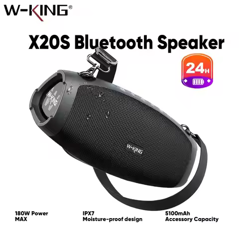 W-KING X20S 180W RMS Portable Bluetooth Speakers,Massive Bass Party Boombox IPX7 Waterproof Speaker 