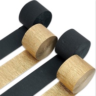 Crepe Paper Streamers 4Pcs Black Gold Long Roll Crepe Paper Easy Hang Birthday Wedding Party Decor