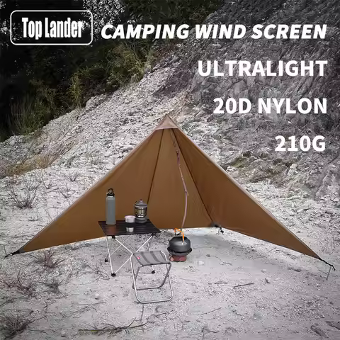 Ultralight Camping Wind Screen 210g 20D Nylon Flame Retardant 1.9×1.1m No Needed Poles Ropes Windpro