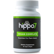 Hippo7 Vegan Multivitamin Lengkap Vitamin B12, Vitamin D, Omega-3 DHA+EPA, Kalsium, Iodin, Zink & Be
