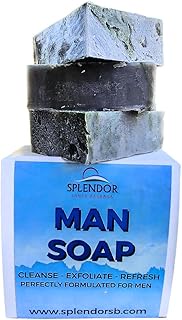 Splendor Soap for Men - Coconut Oil Bath & Body Bar Soap. Cleanse, Exfoliate, Refresh. Handmade, Veg