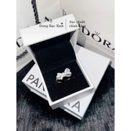 Cute and big stone bow ring, silver women's ring Dung Bac Xinh