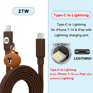 สายของแท้100% Sanrio Hello Kitty ชาร์จไว Type-C ถึง Type-C ไปยังสาย PD Lightning Kuromi 27W/100W สำห