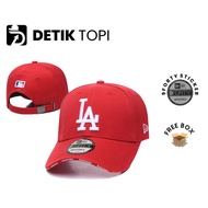 MERAH 7.7 MEGA LA Los Angeles Baseball Cap Red Red White Embroidery