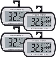 AEVETE Refrigerator Thermometer Digital Fridge Freezer Thermometer with Magnetic Back Large LCD, No Frills Easy to Read (Black-4 Pack)