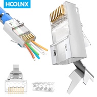 HOOLNX ผ่าน RJ45ตัวเชื่อมต่อป้องกัน RJ45 CAT6A CAT7ผ่าน Connectors - 3 8P8C 50U Gold Plated 2ชิ้น Pa