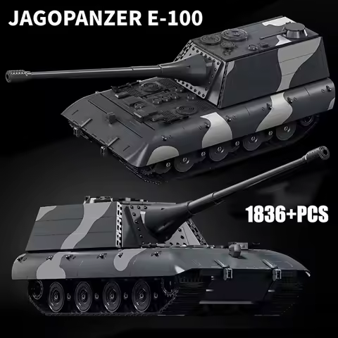 Military World War 2 MOC Sturmgeschütz E100 Model Building Blocks Bricks Set WW2 E-100 Heavy Tank De