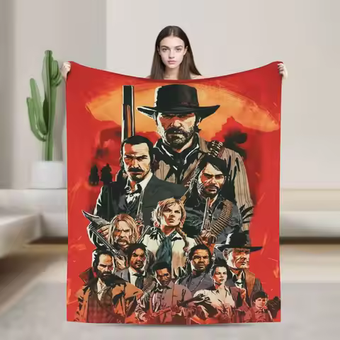 RDR2 Game Arthur Morgan Blanket Coral Fleece Plush Decoration Breathable Soft Throw Blankets for Bed
