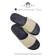 LS06 - Dép quai ngang da bò LEMANS đế cao su có mùi thơm thiết kế quai da 3 lớp trẻ trung chính hãng