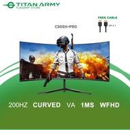 TITAN ARMY 30” Curved VA WFHD 200Hz 1ms 92%sRGB Adaptive Sync R1800 Ultrawide Gaming Monitor (C30SK-