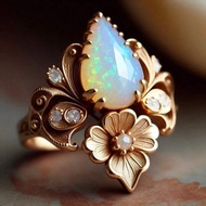 Cross-Border Vintage Bohemian Flower Diamond Index Finger Ring Opening Adjustable Romantic Ring Wome