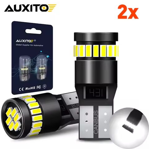 AUXITO 2Pcs W5W T10 Led Bulbs Canbus 6000K 24Pcs 3014 SMD 168 194 Led 5w5 Car Dome Reverse Light Int