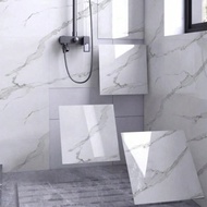 8~1pc 11.81in*11.81in 0.7㎡ Black & White Glossy Marble Pattern Ceramic Tile Wall Sticker, Waterproof