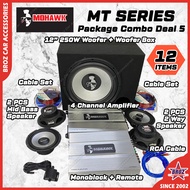 100% Mohawk MT Series 6.5inch 2-Way Coaxial / 6.5inch Mid Bass Speaker / 12inch SubWoofer/ High Power Amplifier | Suitable For All Car | Car Audio System