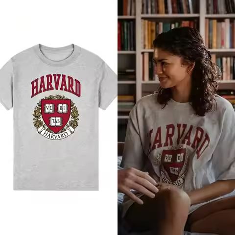 Harvard University The Drama Zendaya Graphic Print T-Shirt Unisex O Neck Cotton Short Sleeve Casual 
