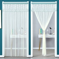 Door Curtain Summer Household Anti-mosquito Velcro Screen Door Curtain Perforation-free Lace Door Curtain Curtain Bedroom Partition C