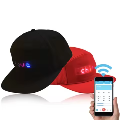 Unisex Bluetooth LED Ponsel Aplikasi Dikendalikan Topi Bisbol Scroll Tampilan Pesan Papan Hip Hop St