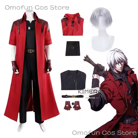 Dante Cosplay Fancy Costume Wig Red Trench DMC Devil Hunter May Cry Halloween Jacket Uniforms Hallow