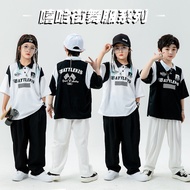 Children Hip-Hop Hip-Hop Suit Boys polo Shirt Short-Sleeved Children hiphop Performance Costume Girl