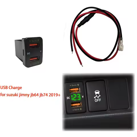 Car Charger Dual USB Type-c Phone Charging Quick Charger QC3.0 18W Interface Socket Fast For Suzuki 
