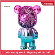 ChicAcces USB Fan Mute Strong Wind Rechargeable Cartoon Violent Bear Mini Electric Table Handheld USB Fan for Dormitory