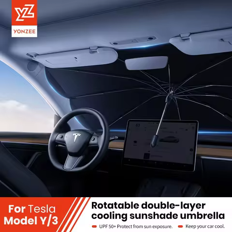 YZ For Tesla Model 3 Model Y Car Windshled Front Sunshades 360℃ Rotate Car UV Cover Sunshade 2024 Ca