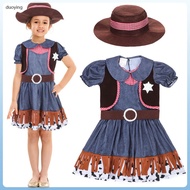 🎃 1Set Cowgirl Costume for Girls Western Dress Outfit Multi Color Fabric for Party Use