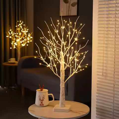 1/2/4PCS LED Tree Lights Christmas Halloween Remote Control Birch Tree Home Decoration Lights Indoor