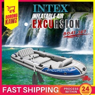 Intex Inflatable Boat Set EXCURSION Fishing Or Kayak Boat With Aluminium Oars And Hight Output Air P
