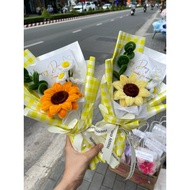 Unique sunflower velvet flower bouquet (1 flower, 1 flower, 1 branch)