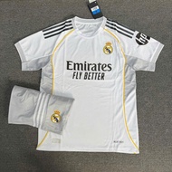 Real Clothing Set with Name and Number Printed on Demand, Gray White Round Neck, FEX Fabric and Thai