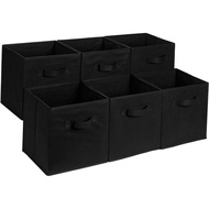 Collapsible Fabric Cube Storage Bins 6 Pack Black with Handles Organizer 13 x 13 x 13 Multifunctiona