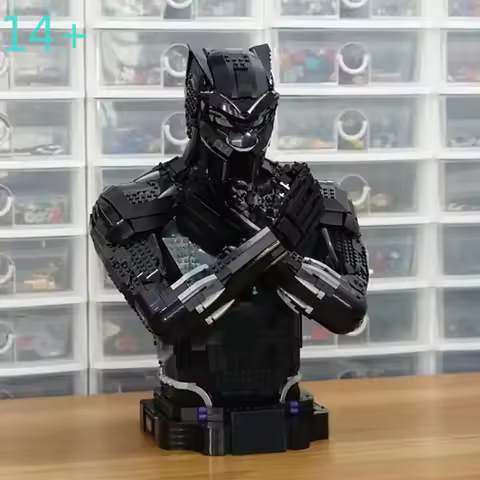 Moc shop 2925Pcs Movie Black Leopard Model Bust Head Set Custom Puzzle Diy Creative Ideas KidToy Bir