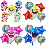 5pcs/Set Baby Shark Themed Cartoon Foil Balloon Decorations Baby Shower Decorations Shark Baby Kids Toy Gifts Birthday Party Decorations