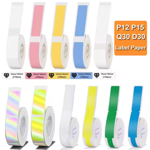 1Roll white transparent label sticker Label Maker Paper for P12 P15 P50 Phomemo Q30 D30 label printe
