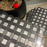 โมเสค โมเสคติดผนัง ติดทับกระเบื้อง ทับปูน ทับไม้ได้เลย ติดง่าย เพียงแค่ลอกแล้วแปะ  หกเหลี่ยมสีดำ รุ่