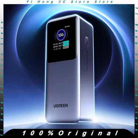 UGREEN 200W 20000mAh Power Bank Fast Charger With Built-in 65CM Cable Portable External Battery For 