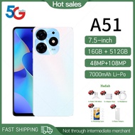Smartphone A51 7.5-inch HD Screen 5G Mobile WiFi 7000 mah Google Android Phone Ram 16GB+512GB Mobile