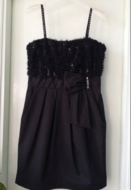 「Wanko」Black Dress 黑色連身裙黑背心吊帶閃石珠片西裝裙skirtDress Up 女裝 Skirt Dresses 黑色 閃粉 閃亮 閃 顯瘦 間條 飲宴 長衫 長裙 晚宴 連衣裙 