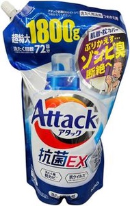 日本原裝 - 花王深層抗菌洗衣液補充裝1800g KAO Attack Anti-bacteria Liquid Laundry Detergent 1800g