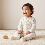 Babyshop Giggles Cotton Crew Neck Long Sleeves Sleepsuit With Floral Embroidery