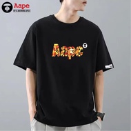 AAPE original T-shirt casual trend loose print round neck couple short-sleeved T-shirt aape Baju-T W