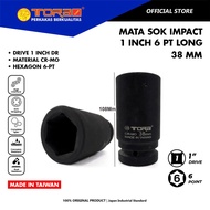 MATA TORA 38 mm 1 Inch 6 PT Impact Long Socket - Deep Impact Socket - TAIWAN