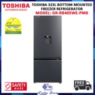 (BULKY) TOSHIBA GR-RB405WE-PMX 323L BOTTOM MOUNT FRIDGE WITH BUILT-IN WATER DISPENSER, FLEX-ZONE FEATURE, 2 DOORS, 2 YEARS WARRANTY