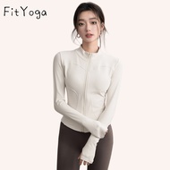 FitYoga Long-Sleeve Yoga Jacket Outdoor Sports Zipper Yoga Wear Thin Autumn Pilates Fitness Top