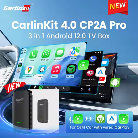 CarlinKit 4.0 Pro Android 12 Smart Car TV Box 3 in 1 Wireless Adapter Android Auto CarPlay Ai Box fo