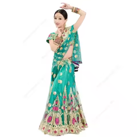 Premium Embroidered Lengha Choli Anarkali Punjabi Suit - Bollywood Kathak Dance Performance Dress fo